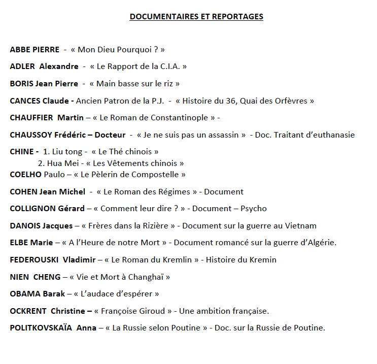 Documens et reportages
